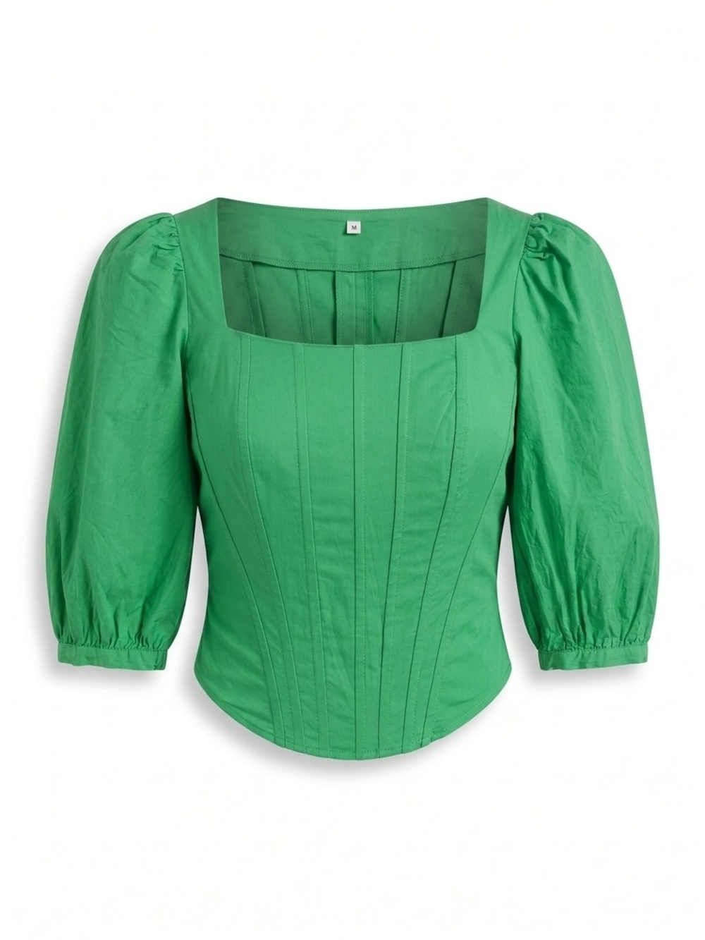 Jason Wu Emerald Square-Neck Puff Sleeve Top